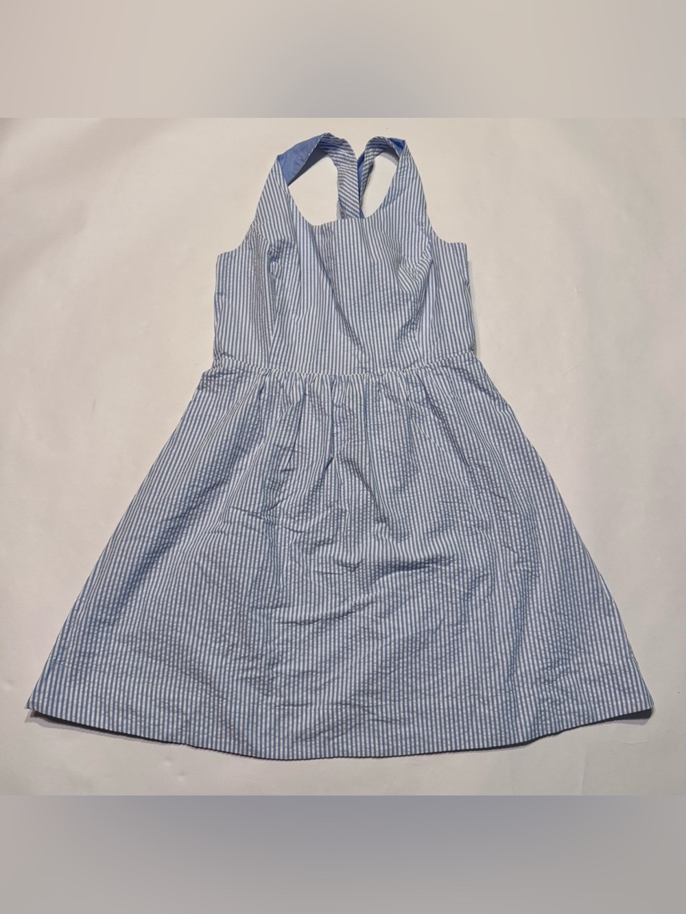 Vineyard Vines Blue White Stripe Seersucker Dress Sundress 8 Coastal Cool Cotton